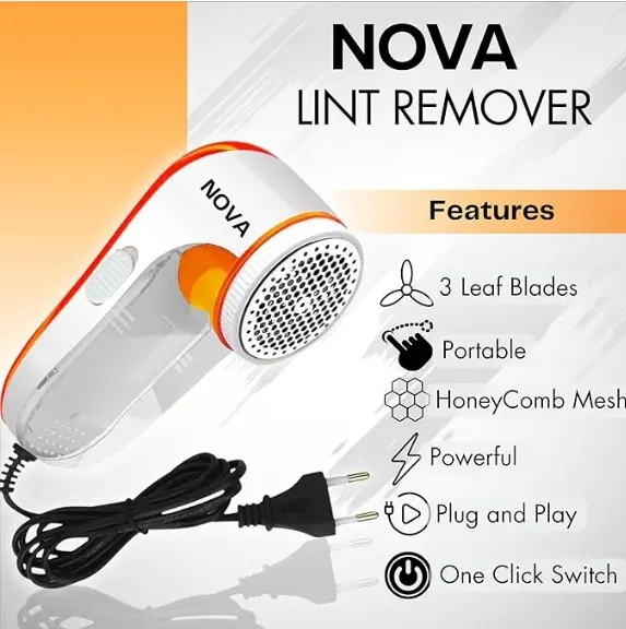 Nova Lint Remover for Clothes - Fabric Cleaner Tint and Dust Remover | 1 Year Warranty